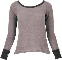 GURU SHOP Psytrance Feinstrick Shirt, Langarmshirt mit Offnem Rücken, Cappuccino, Baumwolle, Size:L (40) von GURU SHOP