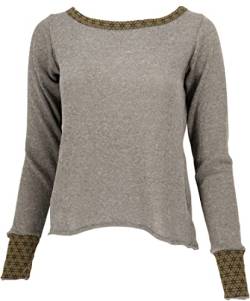 GURU SHOP Psytrance Feinstrick Shirt, Langarmshirt mit Offnem Rücken, Grau, Baumwolle, Size:L (40) von GURU SHOP