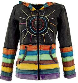 GURU SHOP Regenbogenjacke, Jacke mit Zipfelkapuze, Schwarz, Baumwolle, Size:L (40) von GURU SHOP
