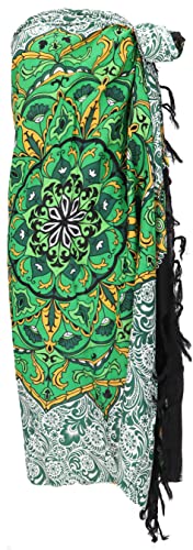 GURU SHOP Sarong, Wandbehang, Wickelrock, Sarongkleid, Herren/Damen, Mandala/grün, Synthetisch, Size:One Size, 160x115 cm von GURU SHOP