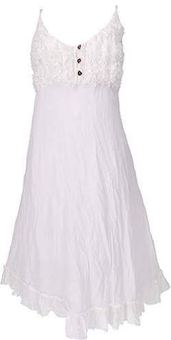 GURU SHOP Sommerkleid, Luftiges Krinkelkleid, Maxikleid, Strandkleid, Damen, Weiß, Baumwolle, Size:38 von GURU SHOP