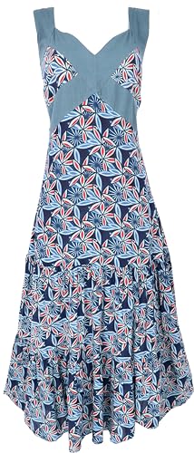GURU SHOP Sommerkleid, Maxikleid, Langes Strandkleid, Blau, Synthetisch, Size:L (40) von GURU SHOP