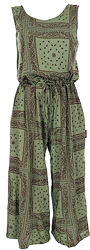 GURU SHOP Sportlicher Jumpsuit, Sommer Overall, Hosenkleid, Yoga Einteiler, Olivgrün, Synthetisch, Size:L (40) von GURU SHOP