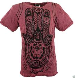 GURU SHOP Sure Herren T-Shirt Fatimas Hand, Bordeaux, Baumwolle, Size:M von GURU SHOP