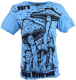 GURU SHOP Sure Herren T-Shirt Magic Mushroom, Hellblau, Baumwolle, Size:XL von GURU SHOP