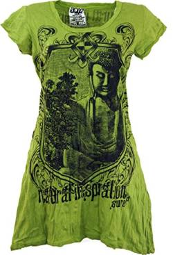 GURU SHOP Sure Long Shirt, Minikleid Bodhi Baum, Lemon, Baumwolle, Size:S (36) von GURU SHOP