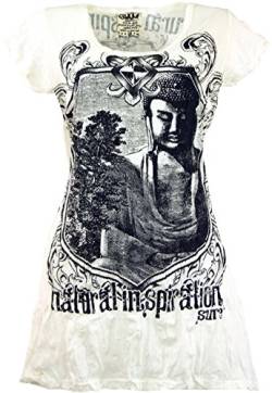 GURU SHOP Sure Long Shirt, Minikleid Bodhi Baum, Weiß, Baumwolle, Size:S (36) von GURU SHOP