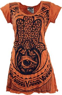 GURU SHOP Sure Long Shirt, Minikleid Fatimas Hand, Rostorange, Baumwolle, Size:S (36) von GURU SHOP