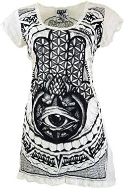 GURU SHOP Sure Long Shirt, Minikleid Fatimas Hand, Weiß, Baumwolle, Size:M (38) von GURU SHOP