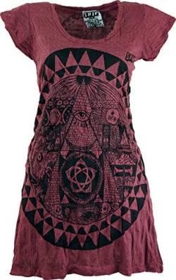 GURU SHOP Sure Long Shirt, Minikleid Mandala, Bordeaux, Baumwolle, Size:S (36) von GURU SHOP