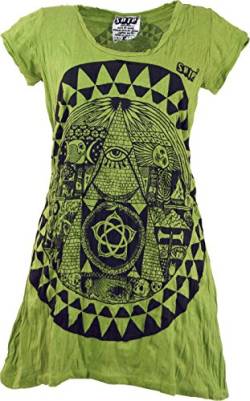 GURU SHOP Sure Long Shirt, Minikleid Mandala, Lemon, Baumwolle, Size:S (36) von GURU SHOP