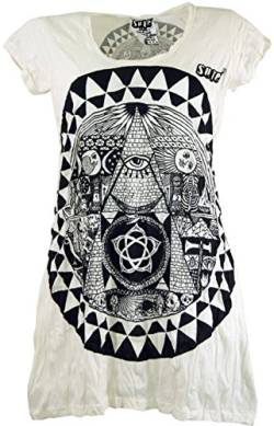 GURU SHOP Sure Long Shirt, Minikleid Mandala, Weiß, Baumwolle, Size:S (36) von GURU SHOP