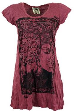 GURU SHOP Sure Long Shirt, Minikleid Mantra, Bordeaux, Baumwolle, Size:S (36) von GURU SHOP