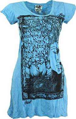 GURU SHOP Sure Long Shirt, Minikleid Mantra, Hellblau, Baumwolle, Size:M (38) von GURU SHOP