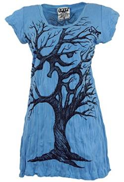 GURU SHOP Sure Long Shirt, Minikleid OM Tree, Hellblau, Baumwolle, Size:S (36) von GURU SHOP