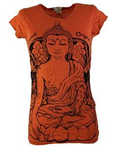 GURU SHOP Sure T-Shirt Meditation, Orange, Baumwolle, Size:S (36) von GURU SHOP