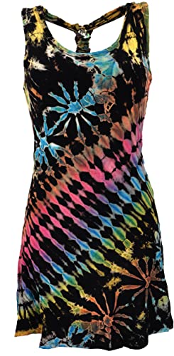 GURU SHOP Unikat Batik Minikleid, Tank-Kleid, Damen, Schwarz, Synthetisch, Size:38 von GURU SHOP