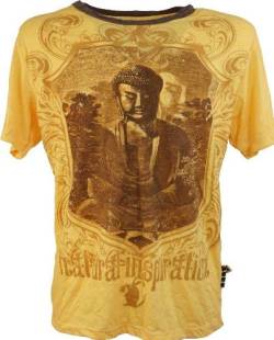 GURU SHOP Weed T-Shirt, Buddha Mangogelb, Baumwolle, Size:M von GURU SHOP