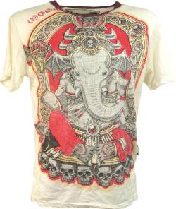 GURU SHOP Weed T-Shirt, Ganesh Weiß, Baumwolle, Size:L von GURU SHOP