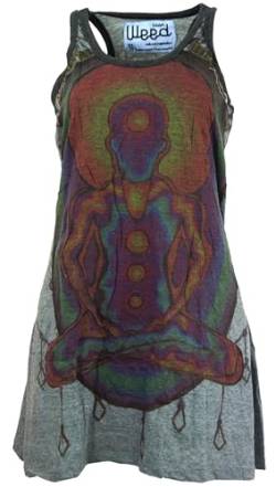 GURU SHOP Weed Top, Longshirt, Minikleid Chakra Yogi, Granitgrau, Baumwolle, Size:M (38) von GURU SHOP