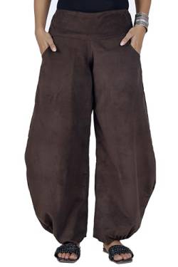 GURU SHOP Weite Cord Pluderhose, Feincord Hose, Dunklelbraun, Baumwolle, Size:S (36) von GURU SHOP