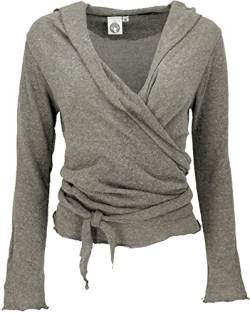 GURU SHOP Wickelshirt, Baumwollstrick Pullover, Wickeljacke, Helles Khakigrün, Baumwolle, Size:M (38) von GURU SHOP