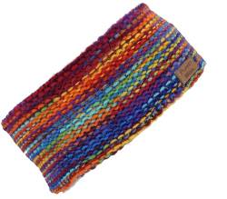 GURU SHOP Woll-Strick-Stirnband aus Nepal mit Streifenmuster, Herren/Damen, Rainbow, Wolle, Size:One Size von GURU SHOP