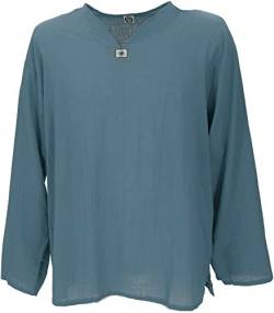 GURU SHOP Yoga Hemd, Goa Hemd, Leichtes Freizeithemd, Schlupfhemd, Taubenblau, Baumwolle, Size:XL von GURU SHOP