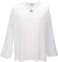 GURU SHOP Yoga Hemd, Goa Hemd, Leichtes Freizeithemd, Schlupfhemd, Weiß, Baumwolle, Size:L von GURU SHOP