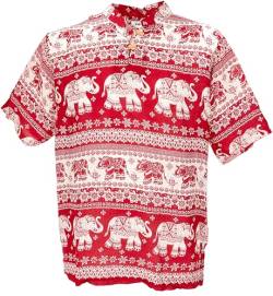 GURU SHOP Yoga Hemd, Hemd, Thailand Hemd mit Elefanten, Bequemes Schlupfhemd, Rot, Synthetisch, Size:M von GURU SHOP
