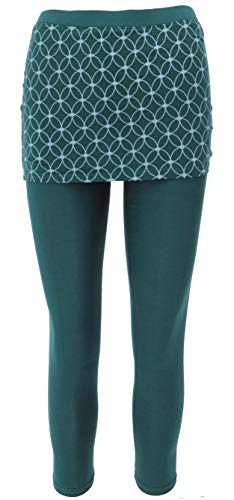 GURU SHOP Yoga-Hose, Leggings mit Minirock aus Bio-Baumwolle Flower of Life, Emerald, Size:M (38) von GURU SHOP