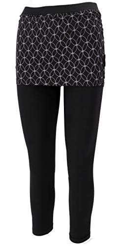 GURU SHOP Yoga-Hose, Leggings mit Minirock aus Bio-Baumwolle Flower of Life, Schwarz, Size:L (40) von GURU SHOP