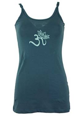 GURU SHOP Yoga-Top aus Bio-Baumwolle OM, Taubenblau, Size:L (40) von GURU SHOP