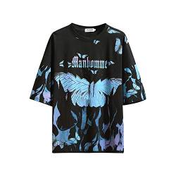 Bedruckte Herren T-Shirts Schmetterling Magie Feuer, Black, Medium von GURUNVANI