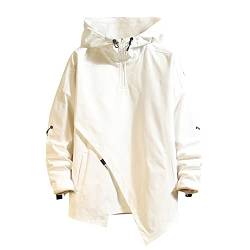 GURUNVANI Anorak Herren Kapuzenjacke Windbreaker Jacke Zip Up Patchwork Hoodie, Jk1617white, 3XL von GURUNVANI