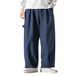 GURUNVANI Herren Hip Hop Streetwear Jeans Hose Denim Jogger Harajuku Techwear Herren Tactical, K802blue, M von GURUNVANI