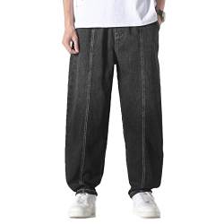 GURUNVANI Herren Hip Hop Streetwear Jeans Hose Denim Jogger Harajuku Techwear Herren Tactical, K806black, S von GURUNVANI