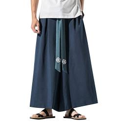 GURUNVANI Herren Hose mit weitem Bein, japanische Yogahose, Hip Hop Baggy Hose, 23k90marineblau, XS von GURUNVANI