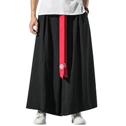 GURUNVANI Herren Hose mit weitem Bein, japanische Yogahose, Hip Hop Baggy Hose, 23k90schwarz, M von GURUNVANI