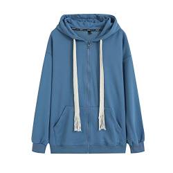 GURUNVANI Herren Kapuzenjacke Full Zip Hoodies Baseball Streetwear, Blau, Large von GURUNVANI