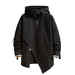 GURUNVANI Herren Kapuzenjacke Windbreaker Jacke Reißverschluss Patchwork Hoodie Anorak, Jk1617black, M von GURUNVANI