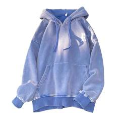 GURUNVANI Herren Vintage Hoodies Distressed Hooded Sweatshirt Graphic Pullover, Xw99357blue, L von GURUNVANI