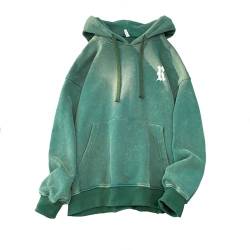 GURUNVANI Herren Vintage Hoodies Distressed Hooded Sweatshirt Graphic Pullover, Xw99357green, Medium von GURUNVANI