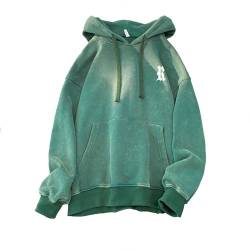 GURUNVANI Herren Vintage Hoodies Distressed Hooded Sweatshirt Graphic Pullover, Xw99357green, Small von GURUNVANI