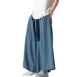 GURUNVANI Herren Wide Leg Pants Japanische Yoga Hosen Hip Hop Baggy Hosen, 23K133Blau, XL von GURUNVANI