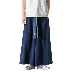 GURUNVANI Herren Wide Leg Pants Japanische Yoga Hosen Hip Hop Baggy Hosen, 23K133Marineblau, L von GURUNVANI