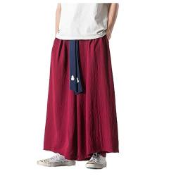 GURUNVANI Herren Wide Leg Pants Japanische Yoga Hosen Hip Hop Baggy Hosen, 23K133Rot, L von GURUNVANI