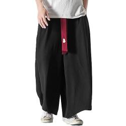 GURUNVANI Herren Wide Leg Pants Japanische Yoga Hosen Hip Hop Baggy Hosen, 23K133Schwarz, S von GURUNVANI