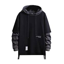 GURUNVANI Kontrastfarbe Pullover Hoodie Herren Patchwork Hoodies Männer, 10schwarz, S von GURUNVANI