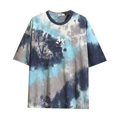 GURUNVANI T-Shirt Herren Harajuku Streetwear T-Shirt Männer T-Shirt Halbarm Hip Hop T-Shirt, 3322 Blau, L von GURUNVANI